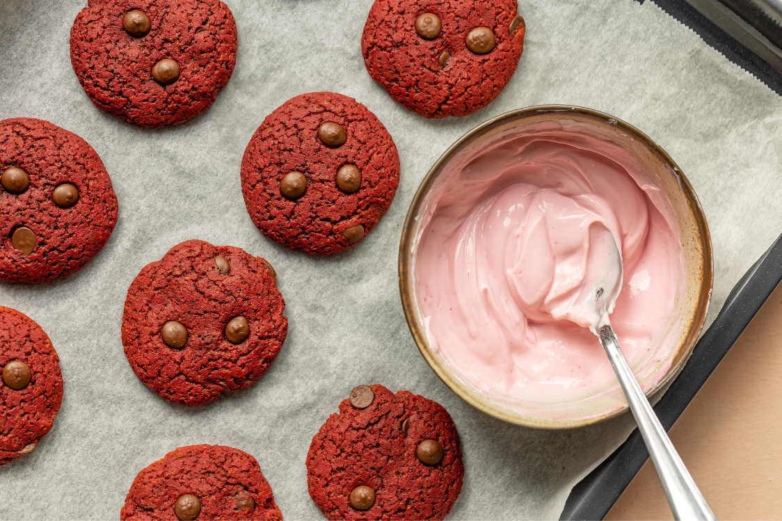 Biscotti red velvet con glassa al formaggio quark - PREPARAZIONE