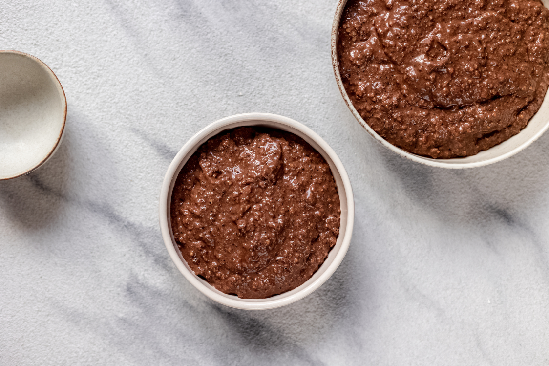 Sladký bulgur s banánem a kakaovou příchutí - kaše před zdobením