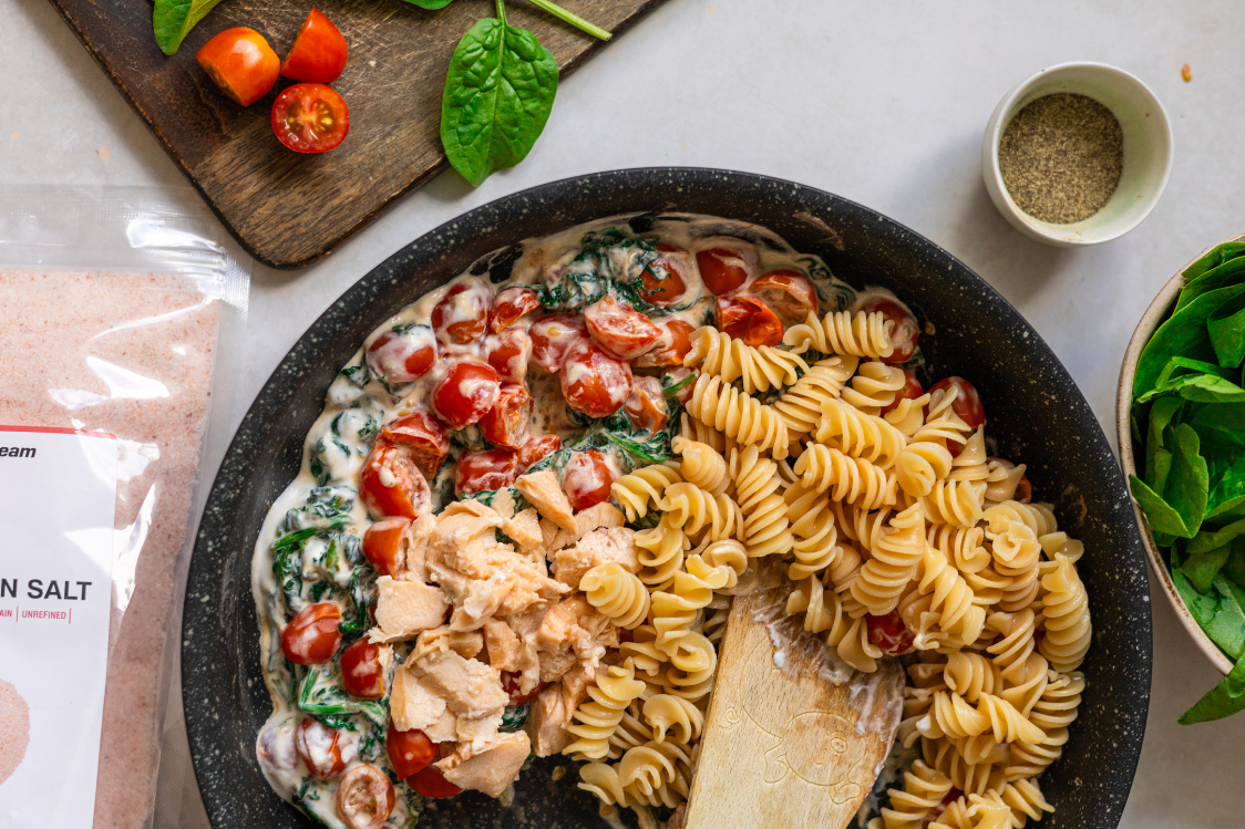 Krémové těstoviny s lososem - příprava Krémové těstoviny s lososem - příprava