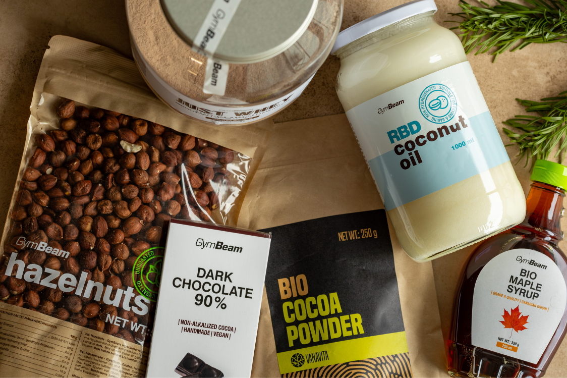 Nepečené čokoládové kuličky s lískovými oříšky - ingredience