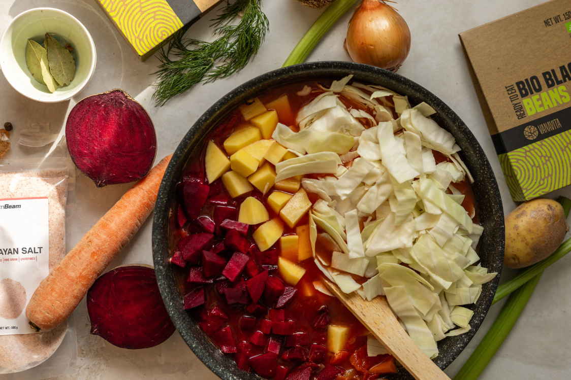 Vegetariánský boršč - postup