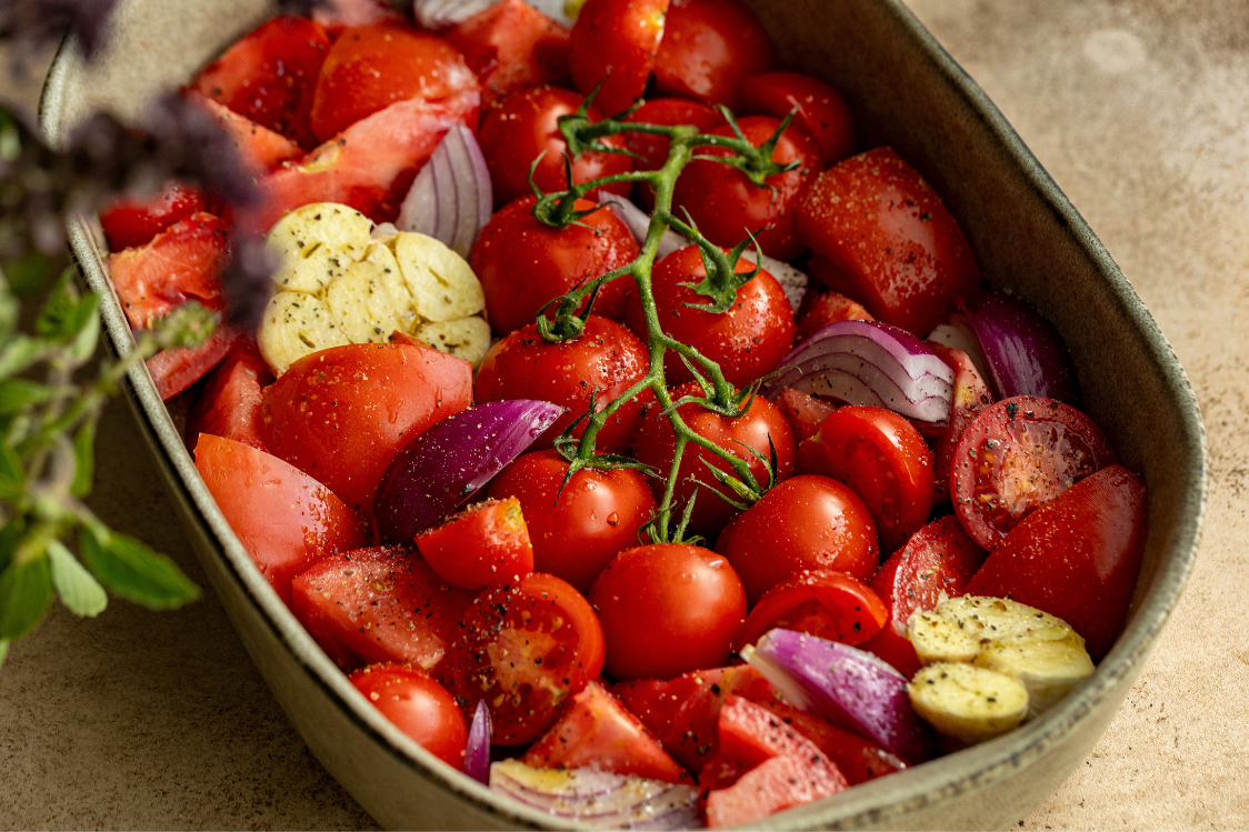 Rajčatová polévka - příprava zeleniny