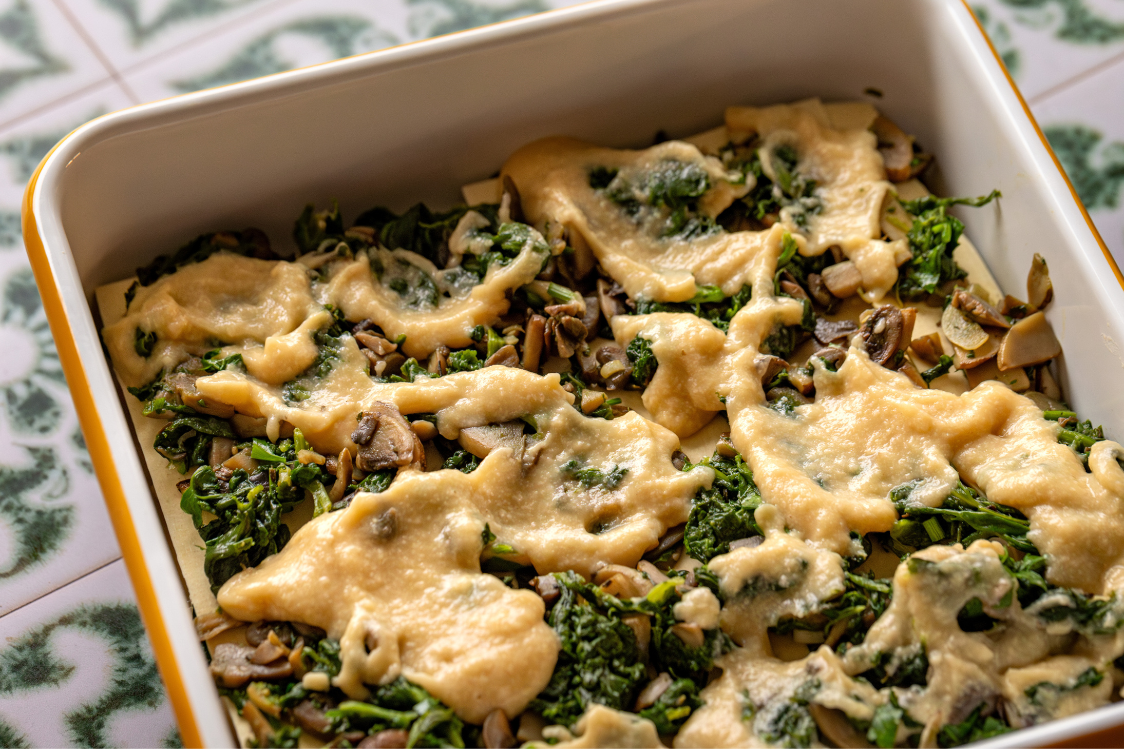Veganské špenátové lasagne - zapečení Veganské špenátové lasagne - zapečení