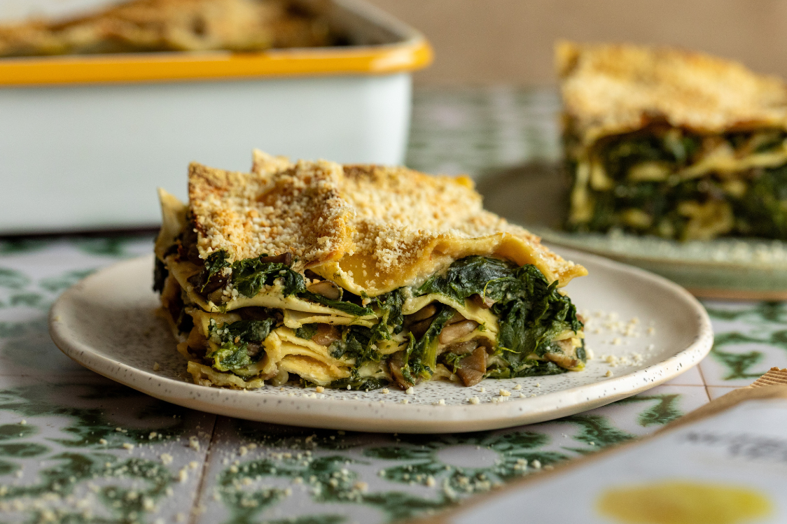 Veganské špenátové lasagne Veganské špenátové lasagne