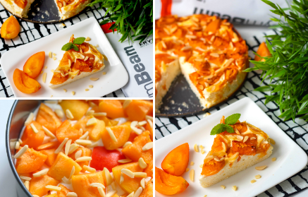 Ricetta fit: Torta alla ricotta e albicocche con mandorle croccanti