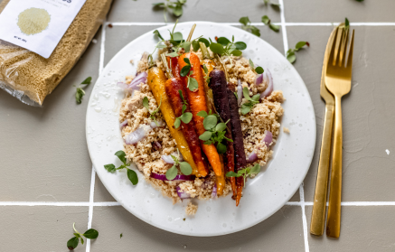 Ricetta fit: Couscous con tonno e carote glassate