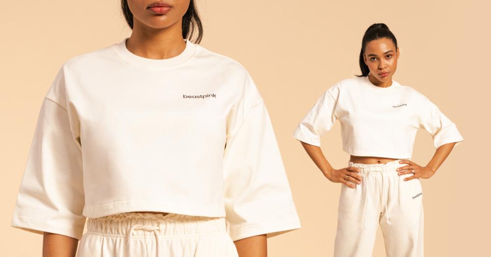 T-Shirt Cropped da Donna Serenity Ivory - BeastPink