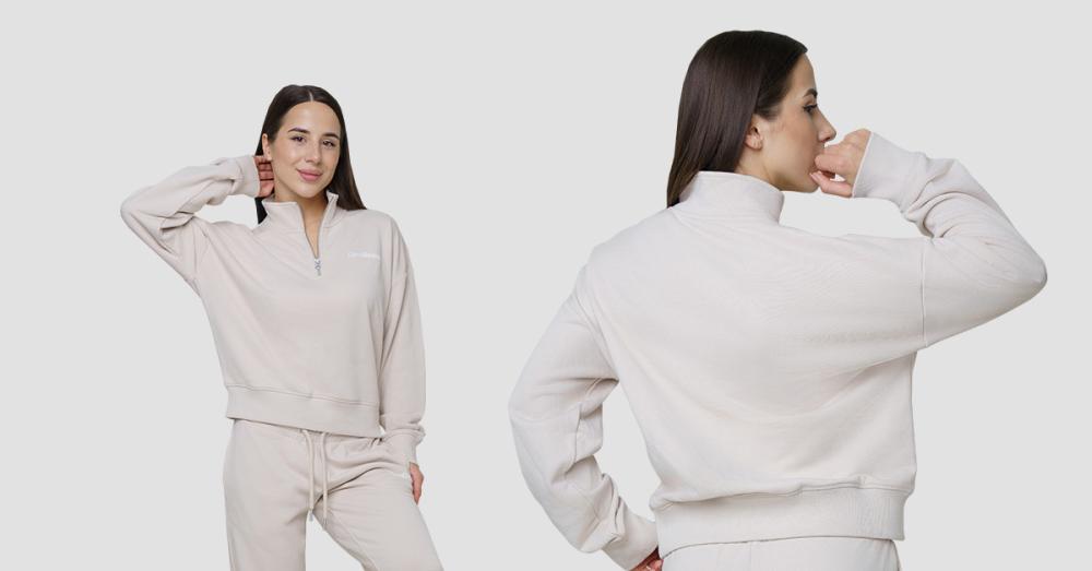 Maglia donna Agile 1/2 Zip Desert - GymBeam