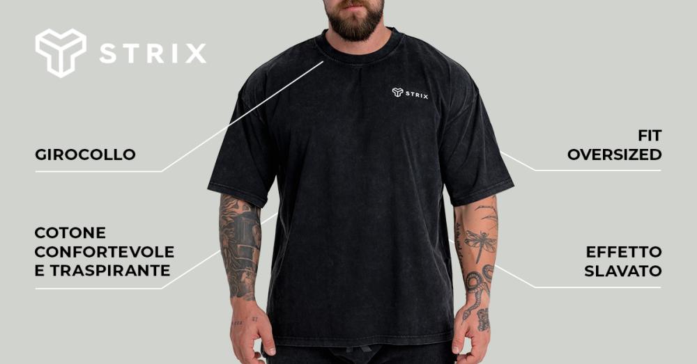 Oversized Washed T-shirt Black - STRIX