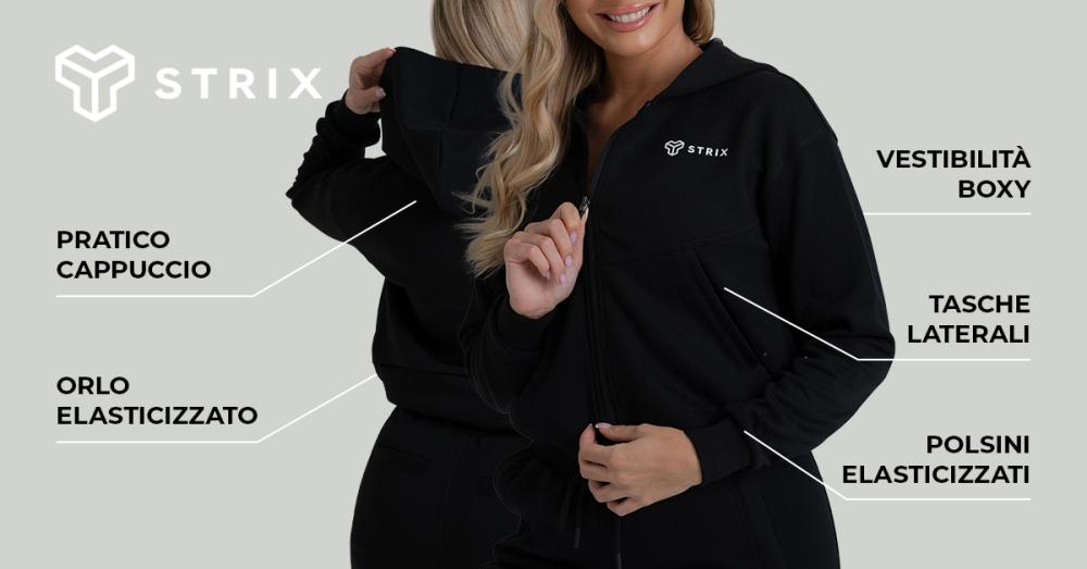 Felpa con cappuccio ZOA Zip-Up Donna Nero - STRIX