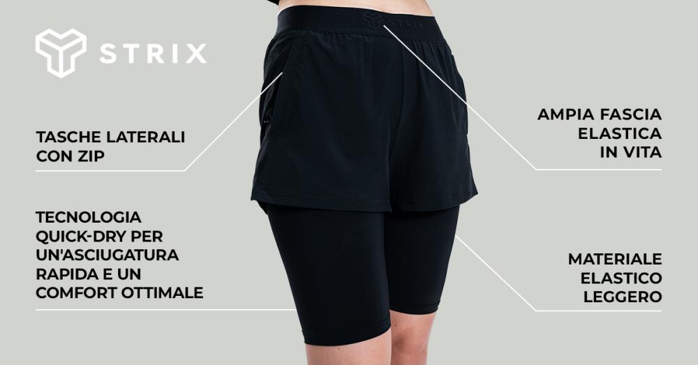 Pantaloncini ULTRA 2in1 Donna Nero - STRIX