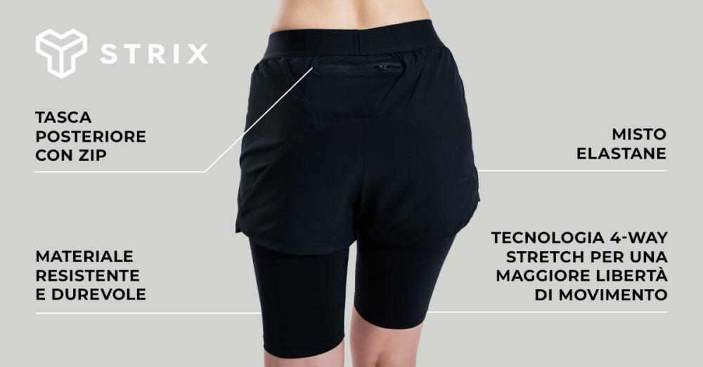 Pantaloncini ULTRA 2in1 Donna Nero - STRIX