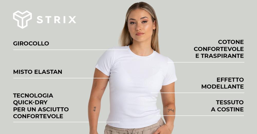 Maglietta a coste da donna bianca - STRIX