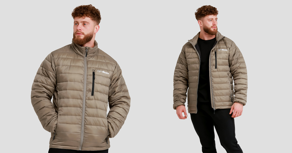 Giacca Puffer Uomo Vetiver/Nero - GymBeam