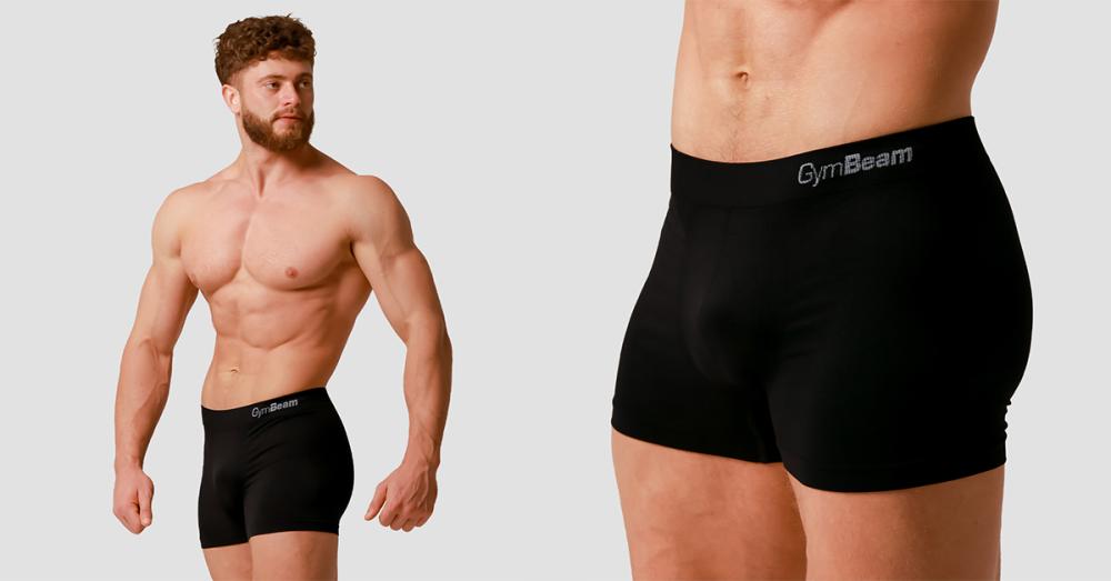 Boxer senza cuciture da uomo 2Pack Black - GymBeam 