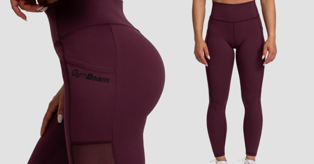 Leggings da donna Mesh Panel Eggplant - GymBeam