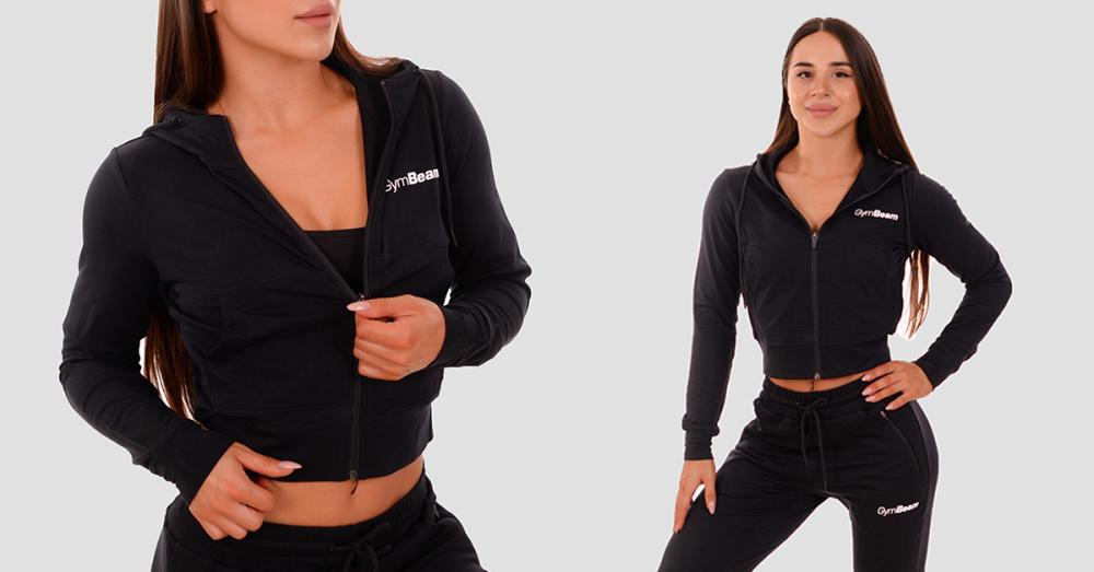 Felpa con Cappuccio e Zip TRN da Donna Black - GymBeam