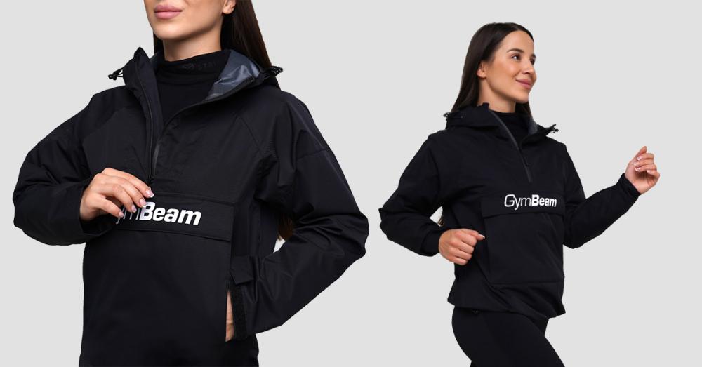 Giacca smock antipioggia da donna nera - GymBeam