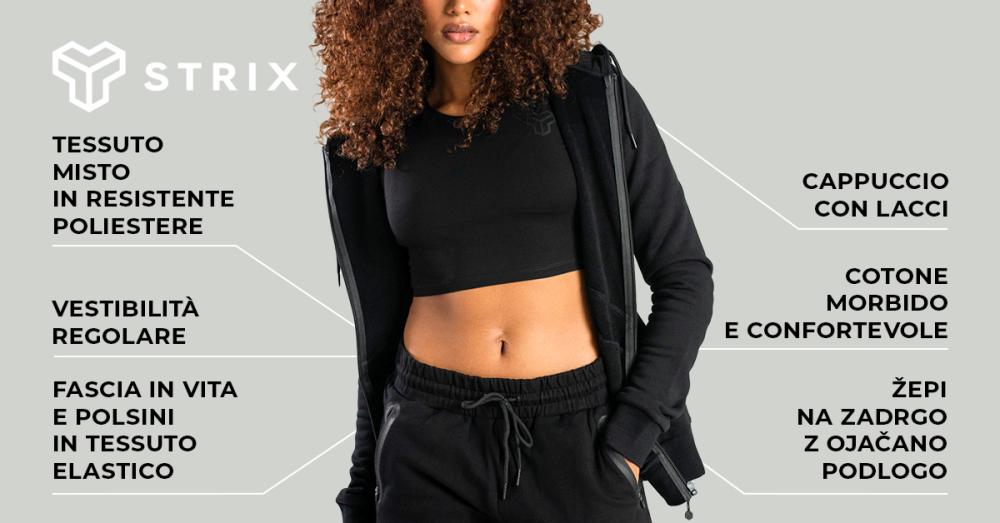 Felpa con cappuccio e zip Nova da donna nera - STRIX