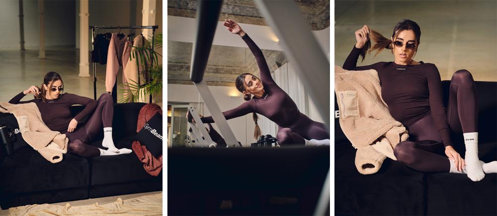 Women's Aura Long Sleeve T-Shirt Tee Brown - GymBeam