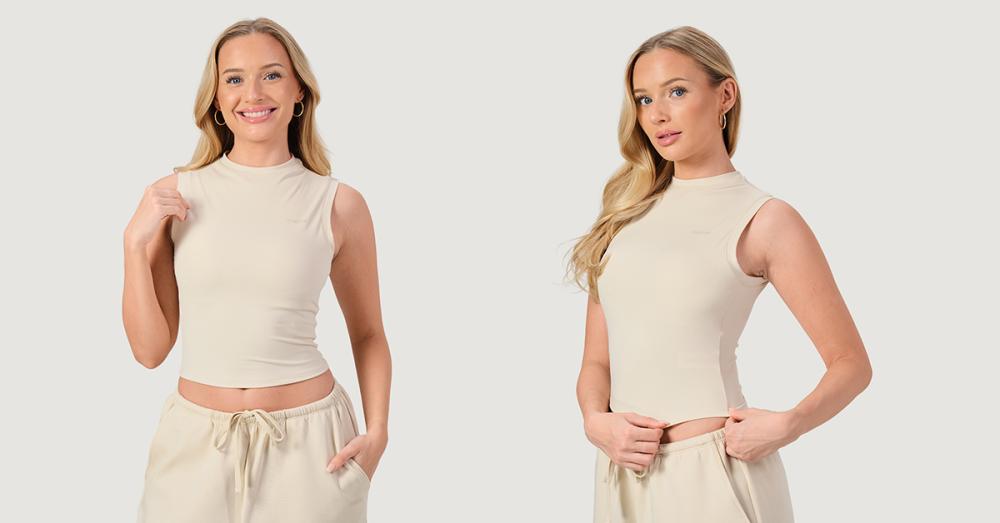 Women‘s NEO Turtleneck Top Almond - GymBeam
