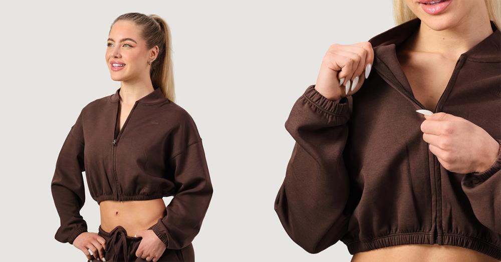 Women‘s NEO Zip-Up Sweatshirt Mocha - GymBeam