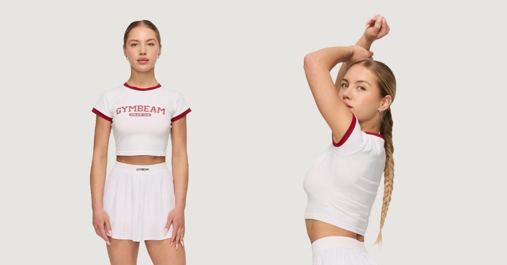 Women‘s Varsity T-Shirt White - GymBeam