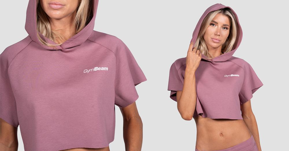 Felpa Cropped Relay Hoodie Haze - GymBeam Donna
