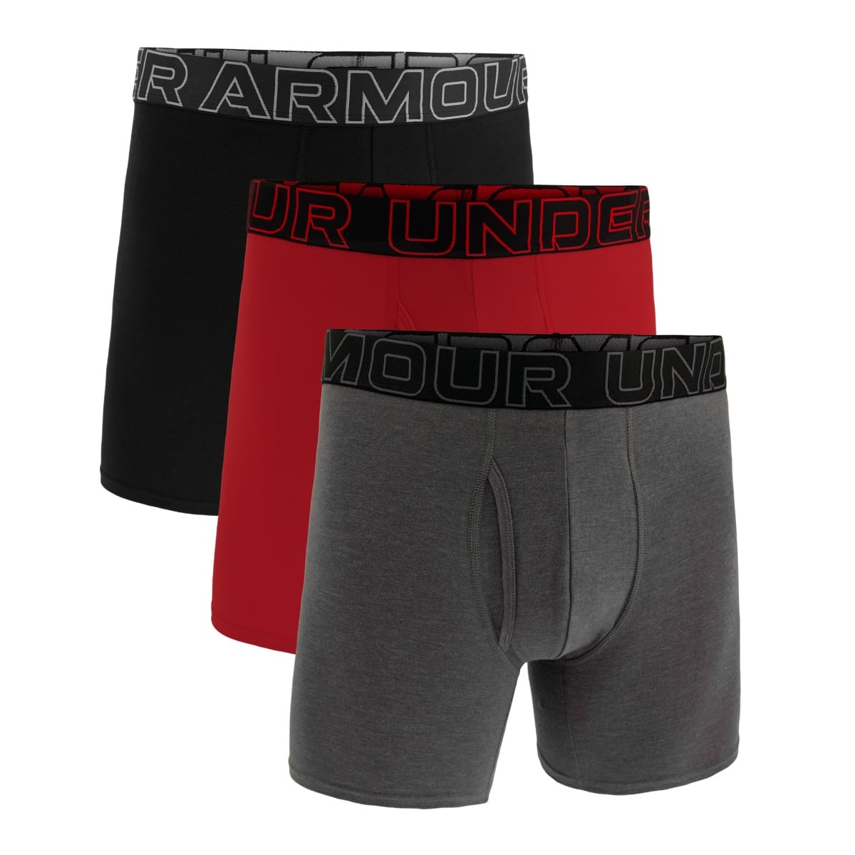 Boxer Perf Cotton 6in 3Pack Grey - Under Armour