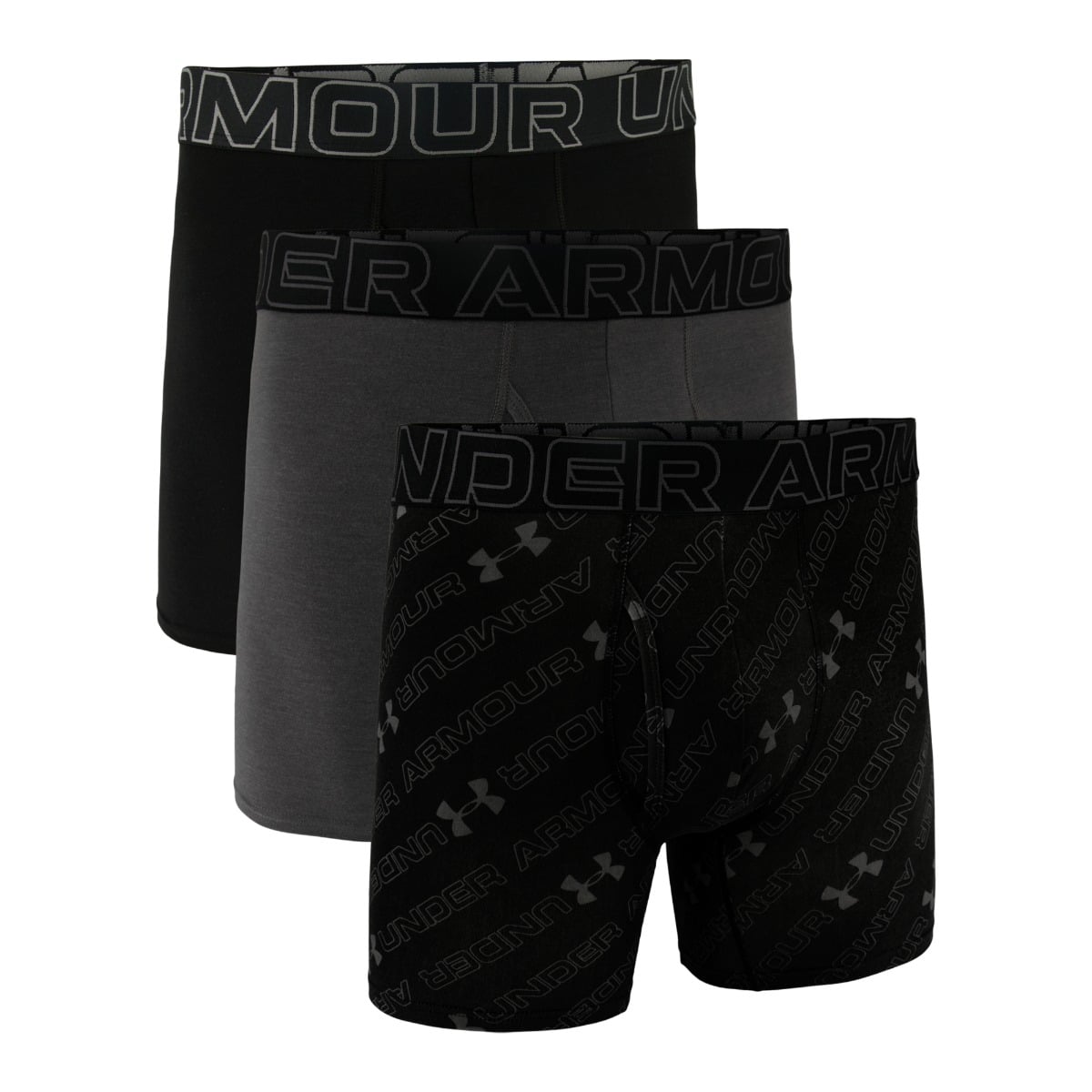 Boxer M Perf Cotton Nov 6in 3Pack Black - Under Armour