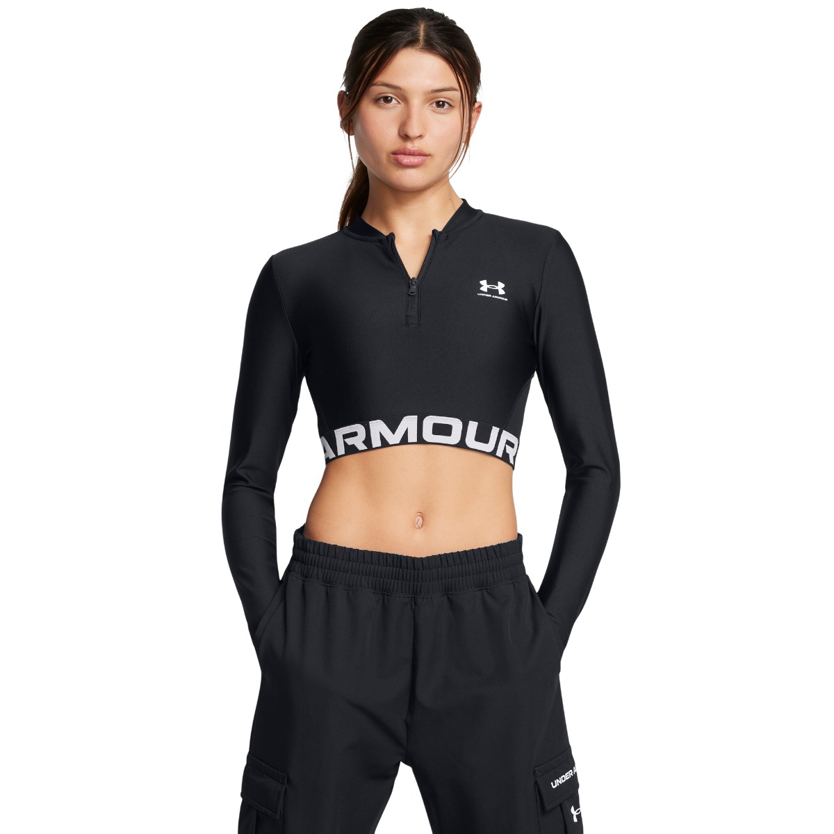 Top HeatGear Rib con Zip Black - Under Armour