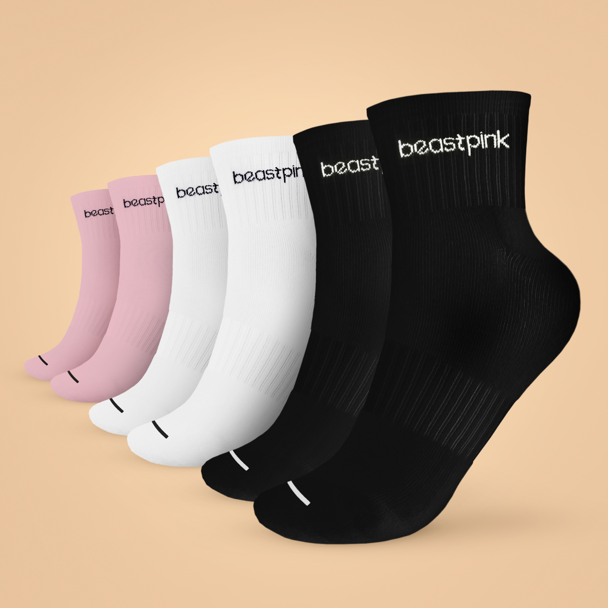 Calze Midhigh 3Pack White Black Pink - BeastPink