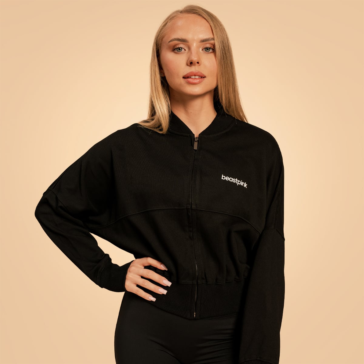 Felpa da Donna Bliss Zip-Up Black - BeastPink