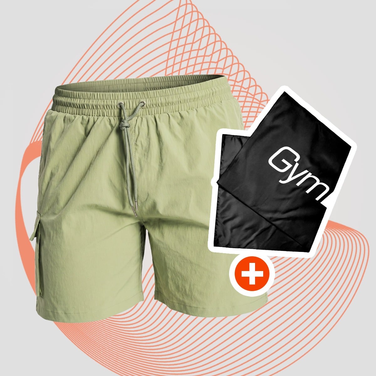 Costume da Bagno da Uomo Cargo Olive - GymBeam + OMAGGIO