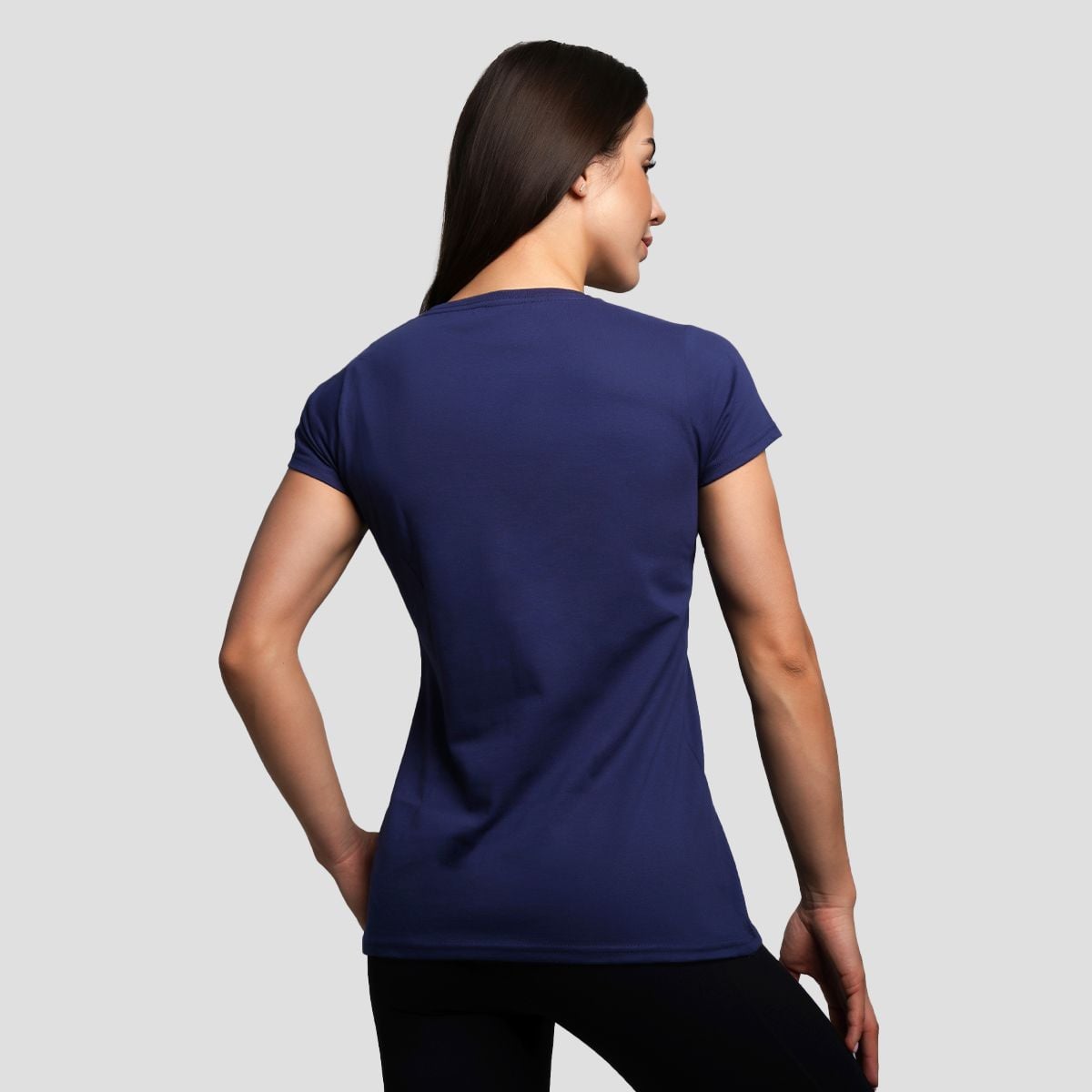 Maglietta Donna Shirtarena Girocollo In Cotone E Lycra, Vestibilità Femminile, Colore Blu Navy, Taglia M - 2