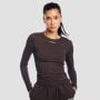 T-Shirt da Donna a Maniche Lunghe Aura Tee Brown - GymBeam XL