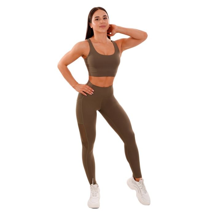 Leggings da donna Mesh Panel Olive - GymBeam M