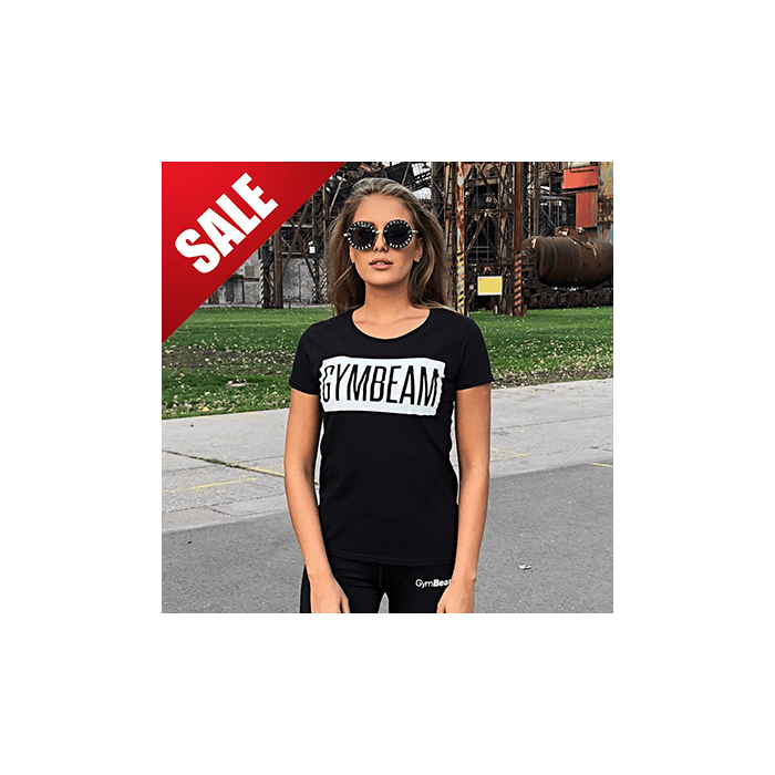 Women’s T-shirt Box Logo Black White - GymBeam