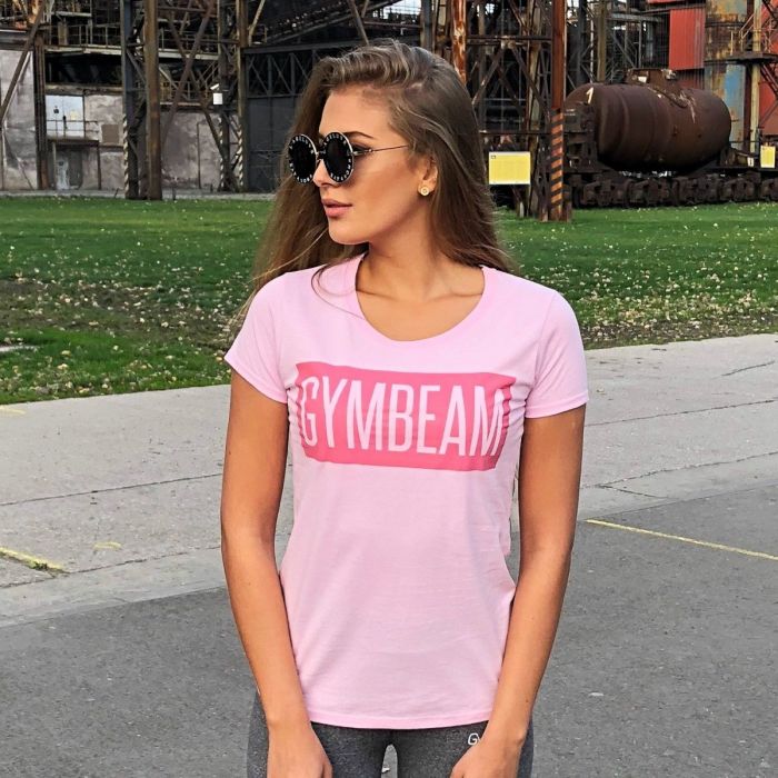 Women’s T-shirt Box Logo Light Pink Pink - GymBeam