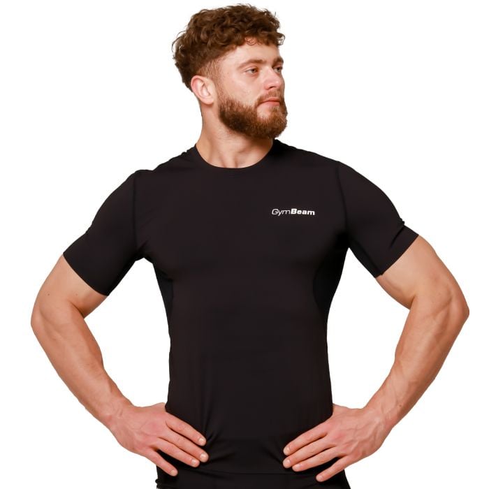 T-Shirt a Compressione Media Black - GymBeam XL