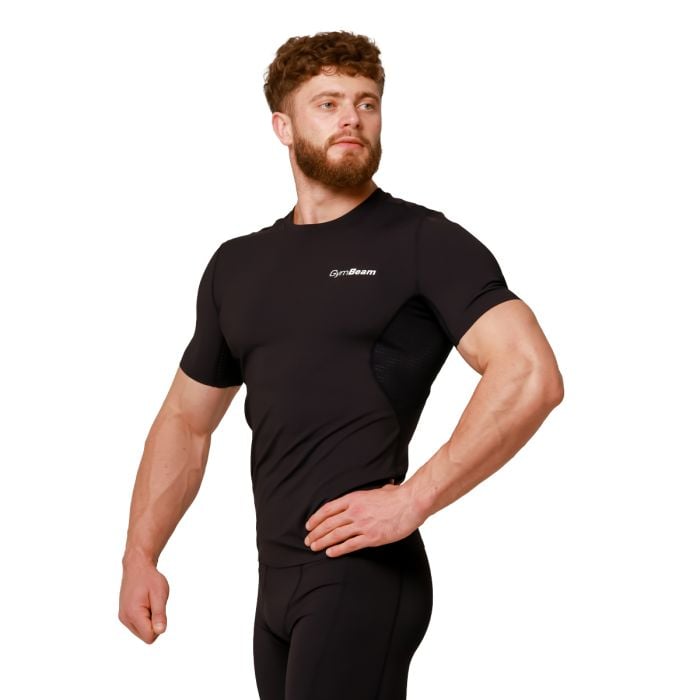 T-Shirt a Compressione Media Black - GymBeam XL