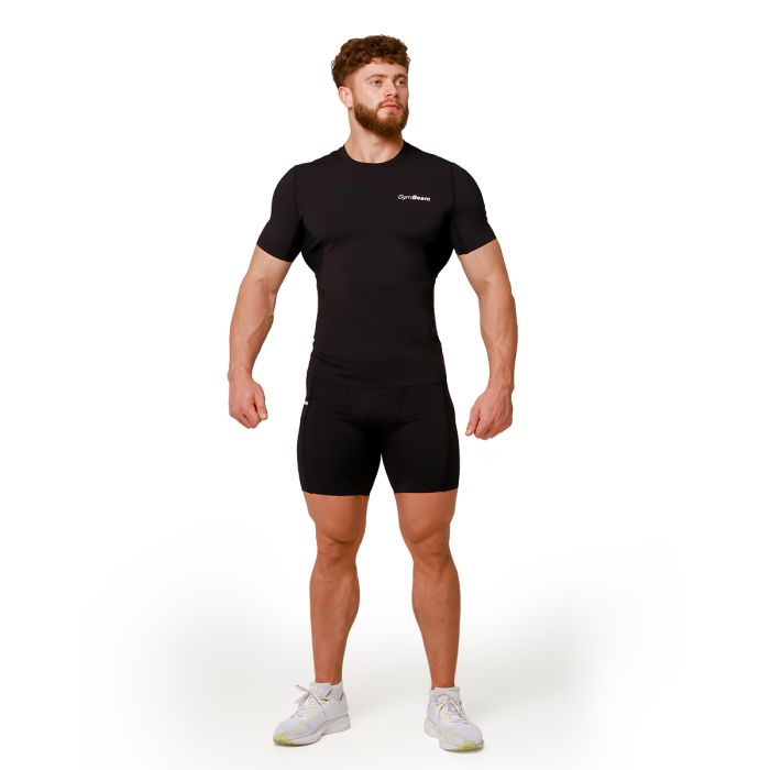 T-Shirt a Compressione Media Black - GymBeam XL