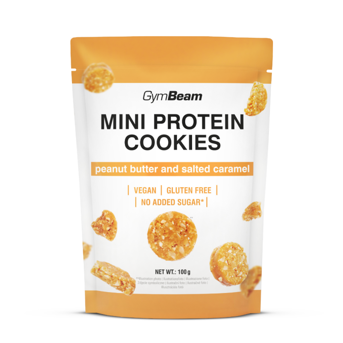 Mini Cookie Proteici - GymBeam 100 g - Burro di Arachidi - Cioccolato