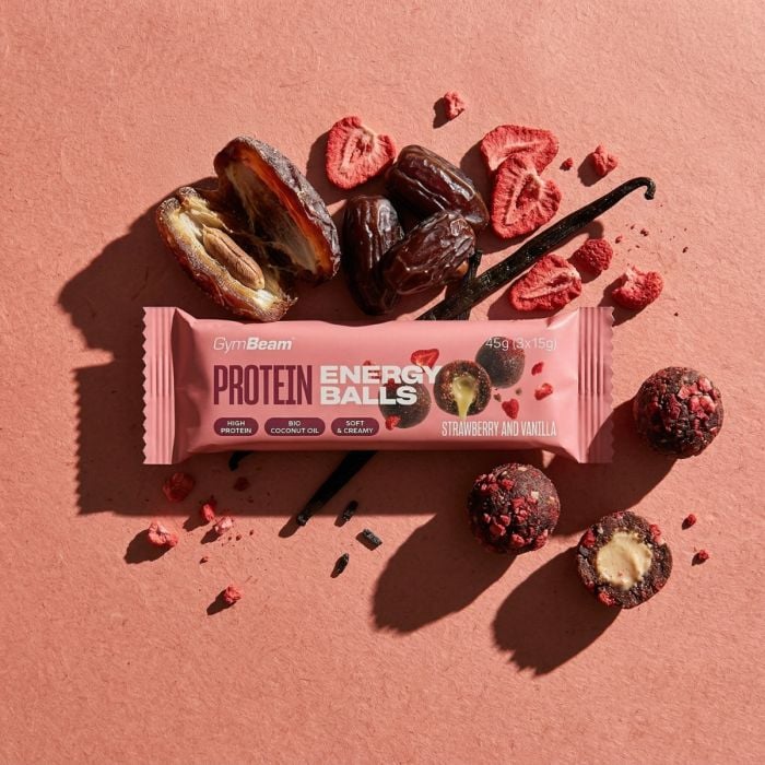 Energy Balls Proteiche - GymBeam Fragola - Vaniglia - 45 g
