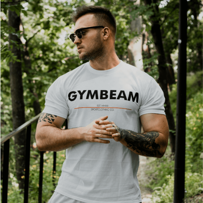 Men's T-shirt  Clear White Black - GymBeam