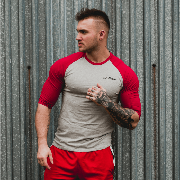 Men's T-shirt Sleeve Grey Red - GymBeam