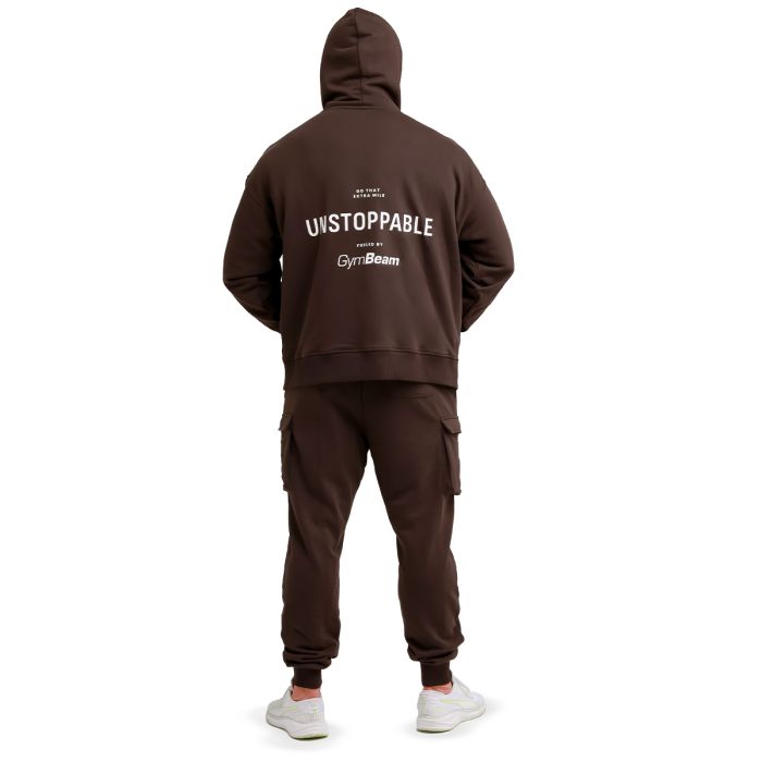 Felpa con Cappuccio Unstoppable Brown - GymBeam XXL