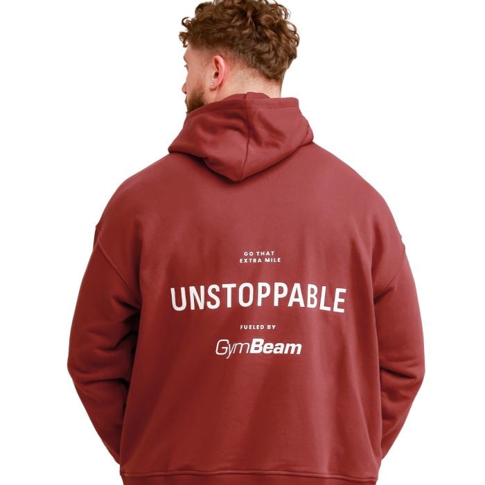 Felpa con Cappuccio Unstoppable Red - GymBeam XL