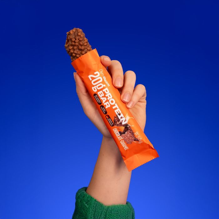 Barretta Proteica 20 g - GymBeam 55 g - Cioccolato - Caramello
