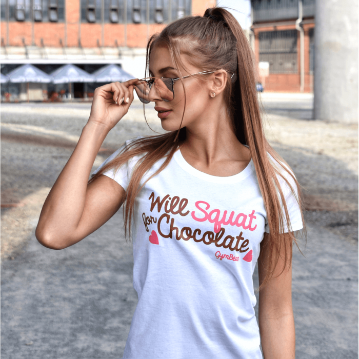 Women’s T-shirt Will Squat For Chocolate White - GymBeam